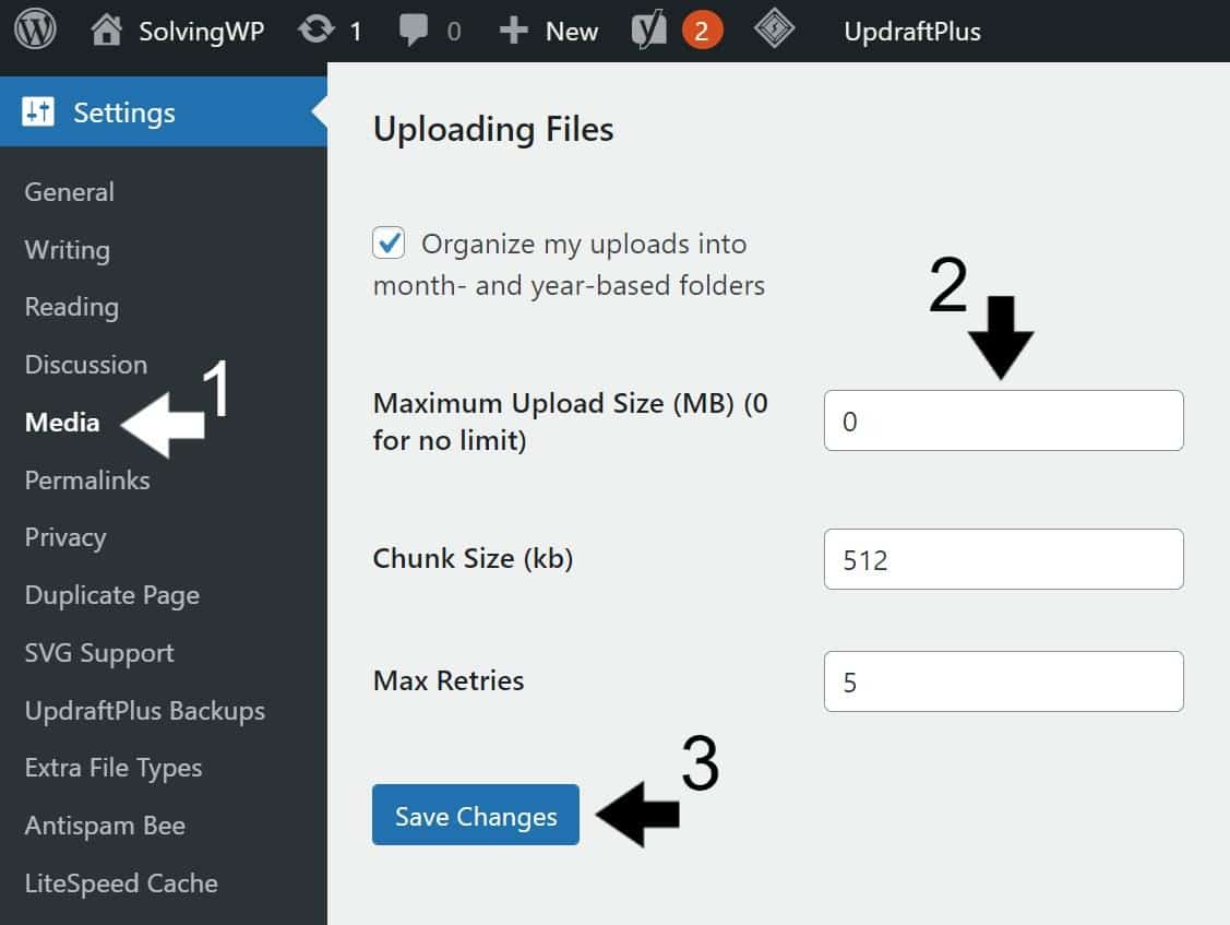 configure settings of Tuxedo plugin if slow image or media library upload on wordpress