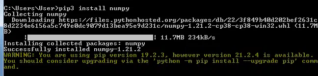 install numpy for python on Windows through Command Prompt