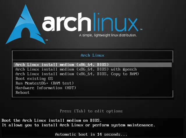 Boot from the formatted USB drive to install arch linux
