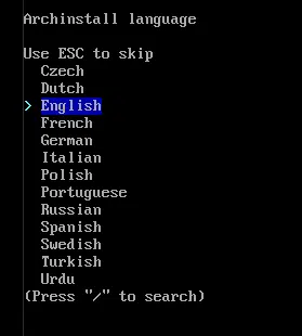 Archinstall language and keyboard layout to install arch linux