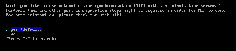 NTP automatic time sync to install linux