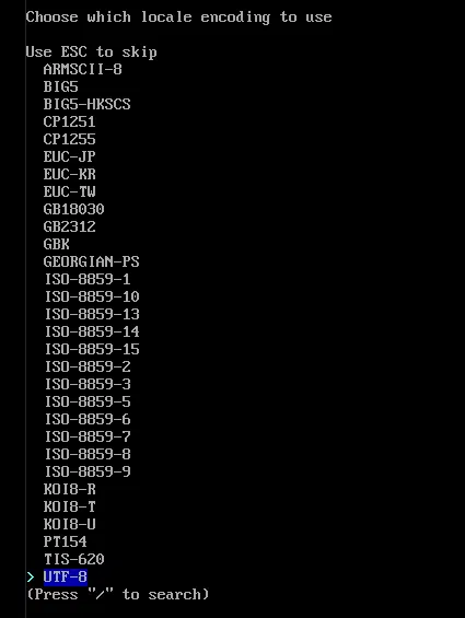 Locale encoding to install arch linux