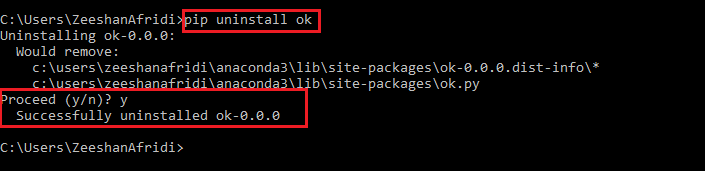Uninstall a package using the PIP command to fix install and uninstall not working