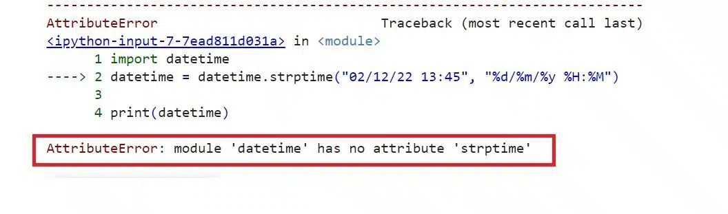 Attributeerror Module Datetime has no Attribute Strptime