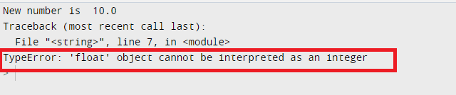 TypeError Float Object Cannot be Interpreted as an Integer