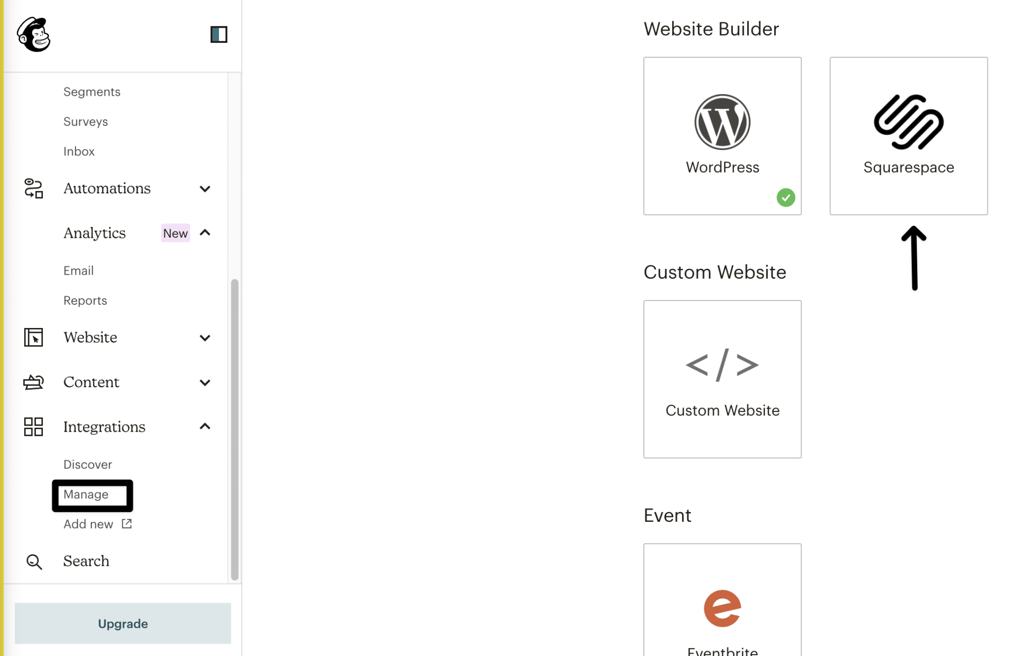 check Squarespace integration to fix can’t connect or integrate with mailchimp