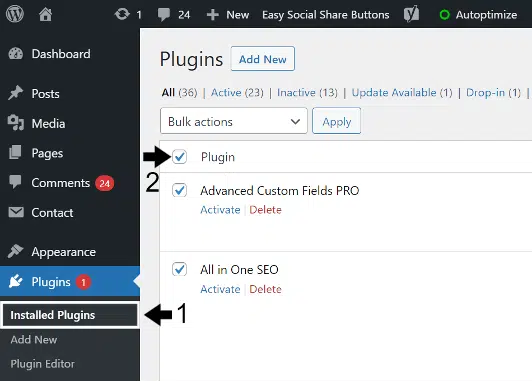 deactivate plugin on WordPress to fix WooCommerce plugin, shop, checkout, search, not working or page not loading