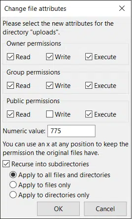 Check the file permission settings through ftp to fix word press media library blank or not showing or loading images