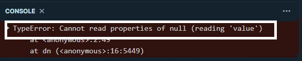 TypeError: cannot read properties of null 