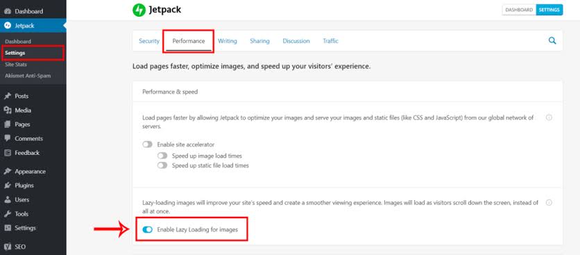 disable "lazy load for images" in jetpack to fix wordpress featured image or post thumbnail not showing