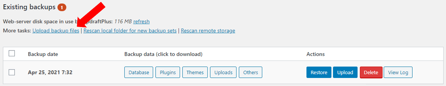 Manually Download And Upload Backup Files to fix UpdraftPlus restore failed or not working