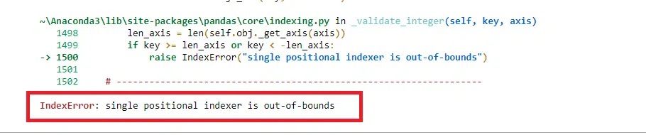 IndexError: single positional indexer is out-of-bound