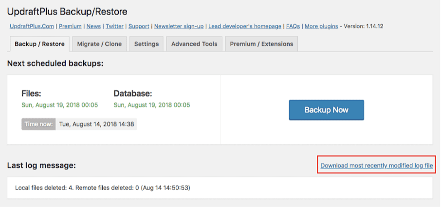 Check Your UpdraftPlus Backup Log to fix UpdraftPlus backup failed, not finished or not creating backups