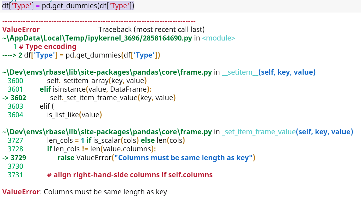 ValueError: Columns be Must be Same Length as Key error in Python