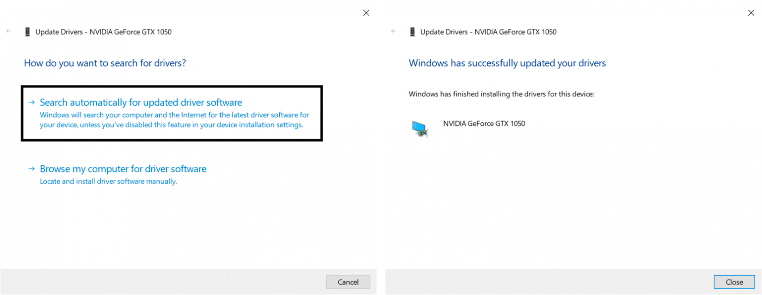 Updating GPU Drivers through the Device Manager to fix can't or unable to open, run, launch, or open Visual Studio Code on Windows, Linux, macOS