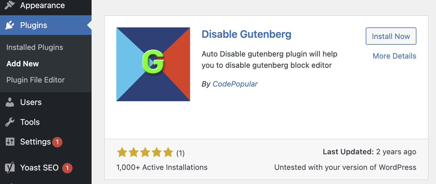 Install The “Disable Gutenberg” Plugin to fix WPBakery Page Builder not working, showing, saving changes or loading frontend or backend editor