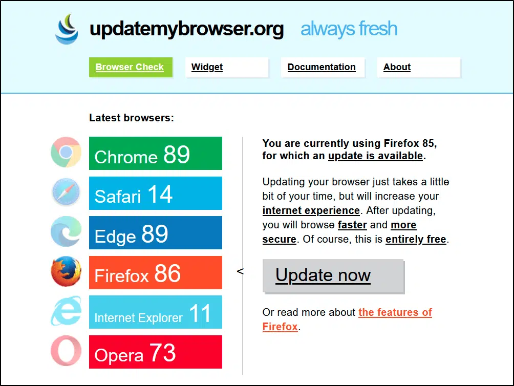 check for pending web browser updates through updatemybrowser.org to fix can't log in or sign in to MailChimp