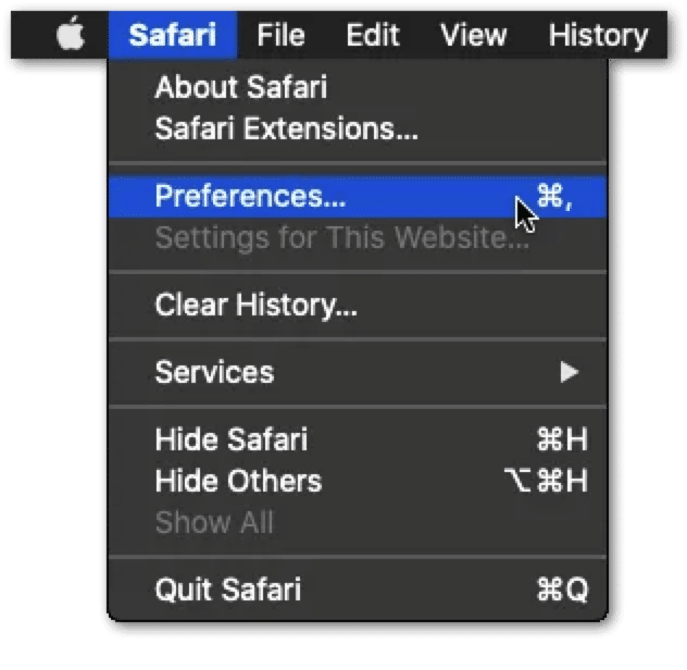 Clear the web browser cache and cookies on Safari macOS to fix Visual Studio Code Live Server not working, showing, or updating