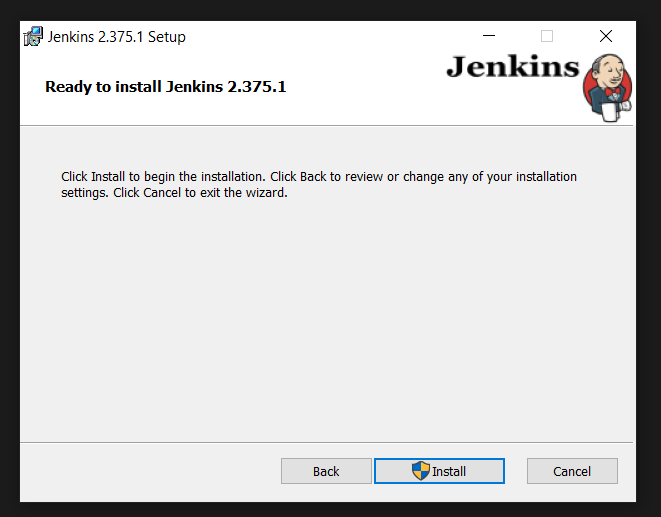 Run Jenkins Install Wizard on Windows