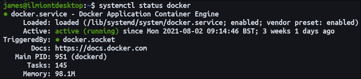 Check the docker service status to fix Docker service logs not working or showing
