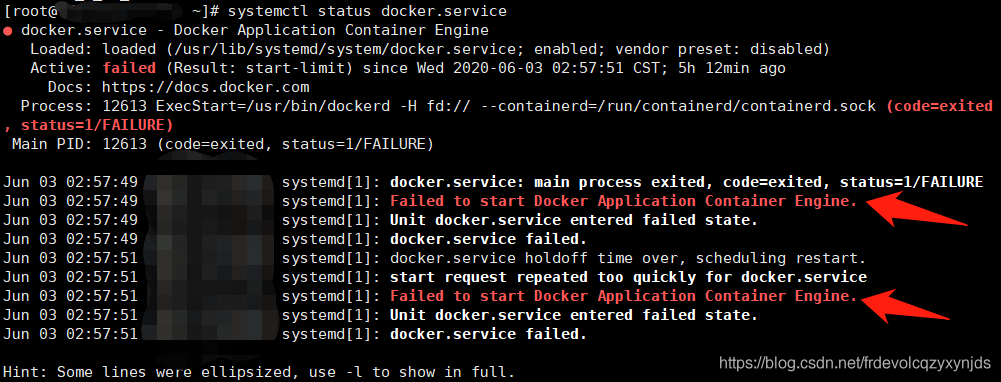 Check the docker service status if it has failed to fix Docker service logs not working or showing