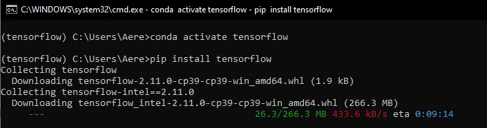 download and install TensorFlow in Jupyter Notebook