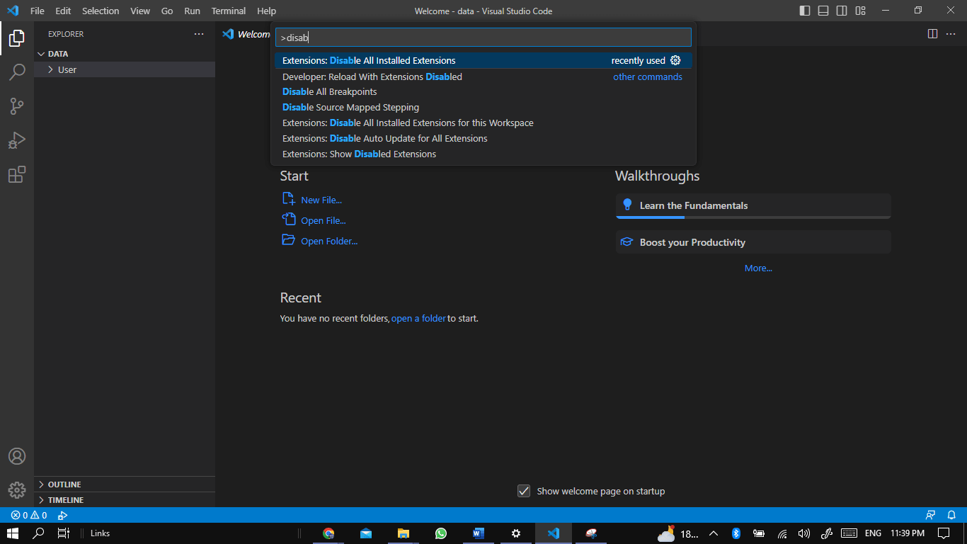 Disabling All Visual Studio Code extensions to fix can't or unable to open, run, launch, or open Visual Studio Code on Windows, Linux, macOS