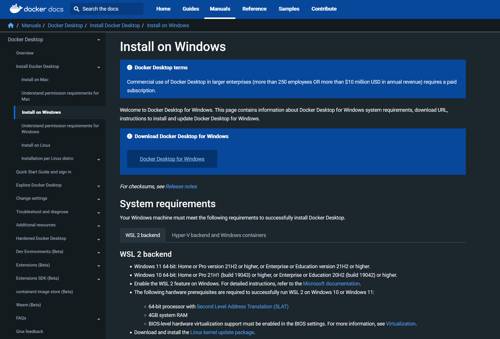 Install docker on Windows to run Pytest on docker
