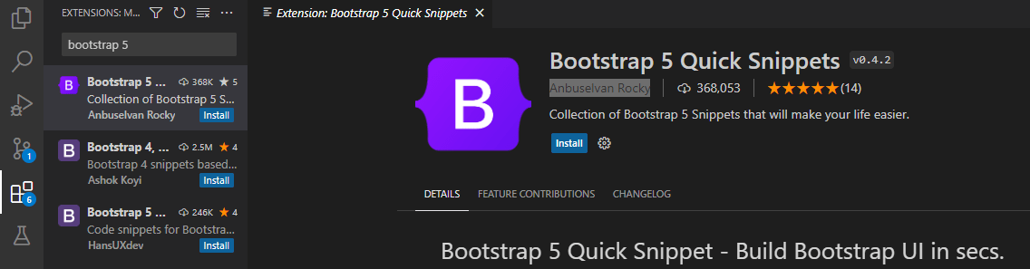 Install the bootstrap 5 extension in visual studio code to add, install and use bootstrap with visual studio code