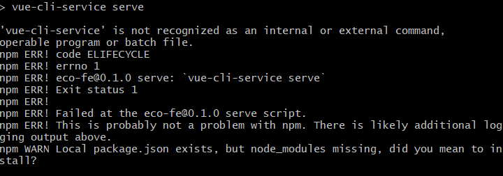 "vue-cli-service" is Not Recognized as an Internal or External Command