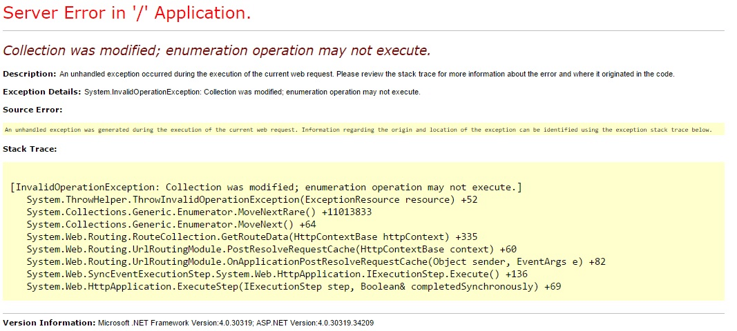 "collection was modified, enumeration operation may not execute" error in JavaScript, Python, C#